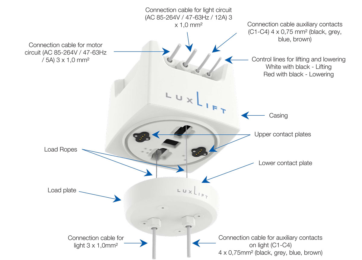 LuxLift 12 Lighting Winch (Lifting Weight 1-12kg) wiring